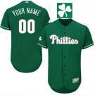 Philadelphia Phillies #00 Custom Name St. Patrick's Day Baseball Jersey Green