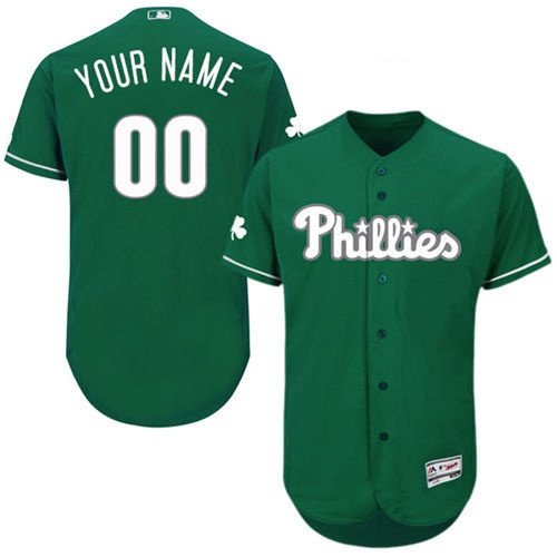 Any Size Philadelphia Phillies Custom #00 Name St. Patrick's Day Baseball Jersey Kelly Green