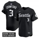 J.P. Crawford Jersey #3 Seattle Mariners Deep Sea Gothic Edition Limited Black
