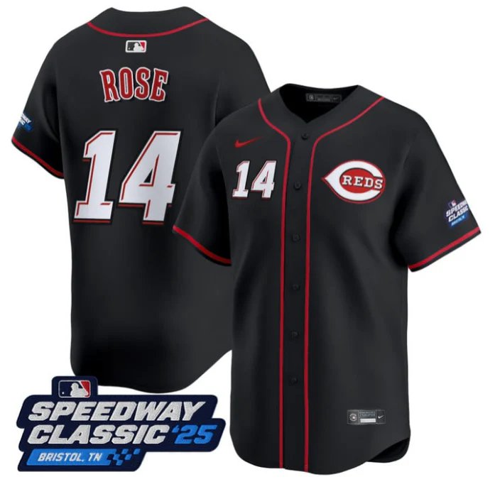 Pete Rose Jersey #14 Cincinnati Reds Speedway Classic Limited Stitched Black