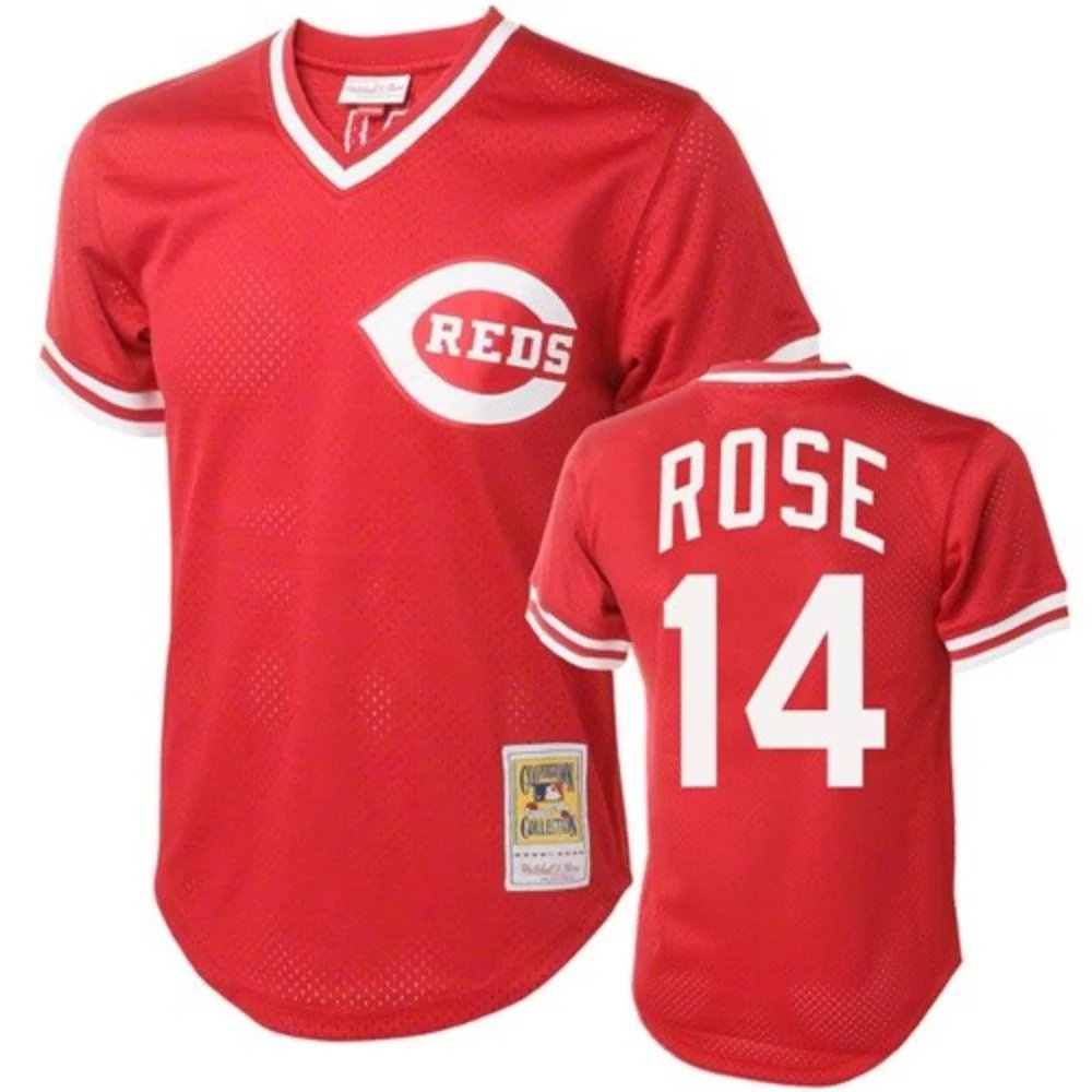 Cincinnati Reds Pete Rose Red Throwback Mesh Pullover Jersey