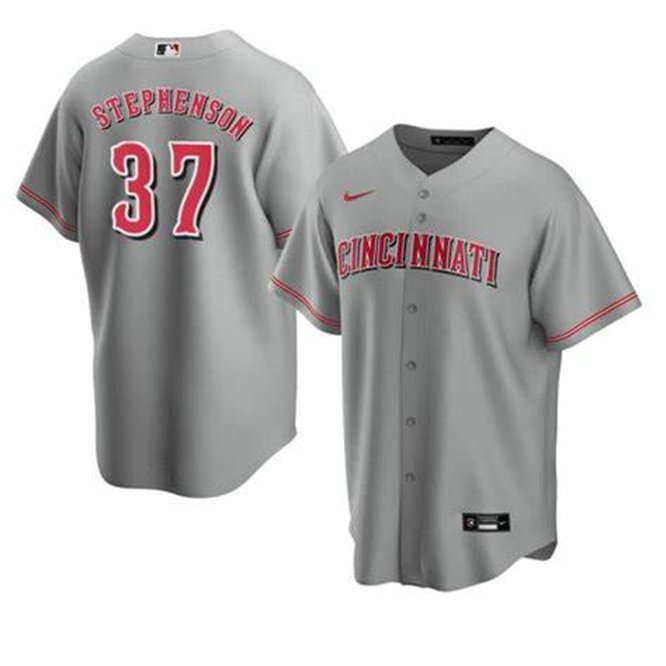 Any Size Cincinnati Reds #37 Tyler Stephenson Cool Baseball Jersey Gray