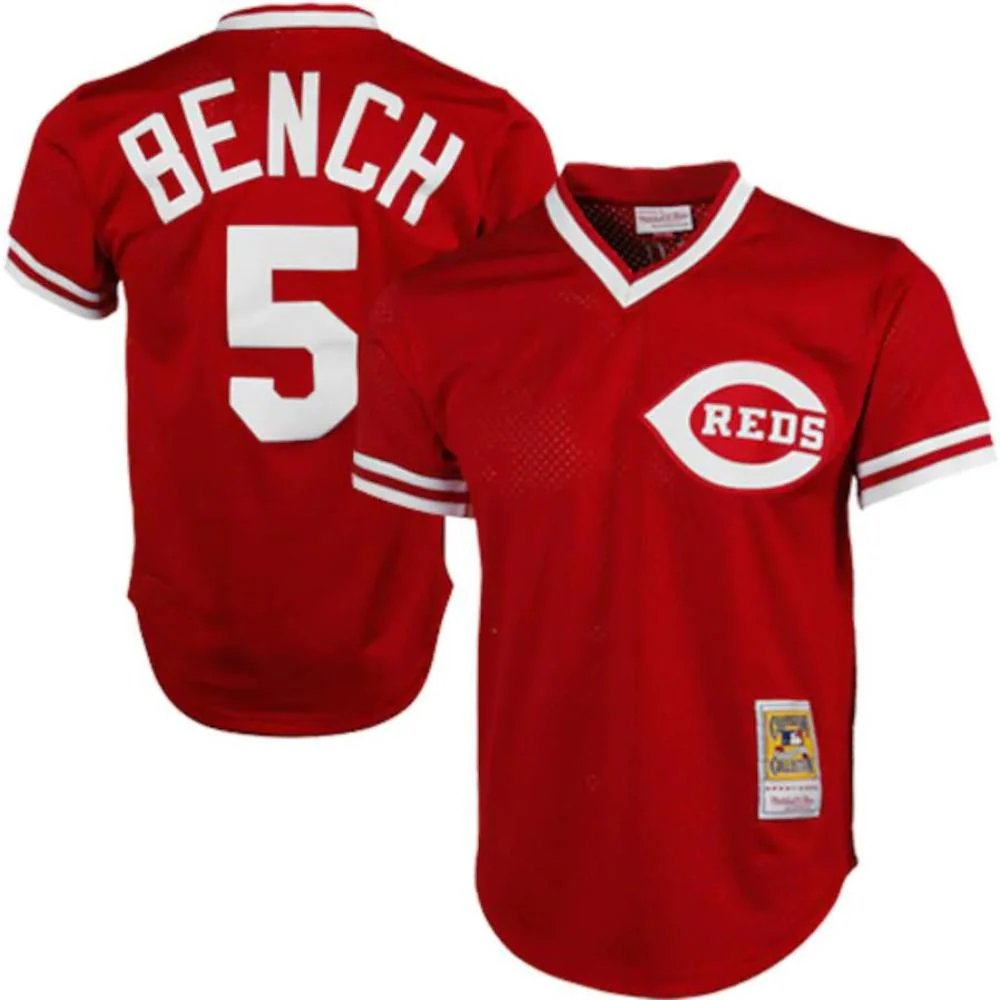 Cincinnati Reds Johnny Bench Red 1983 Throwback Mesh Pullover Jersey