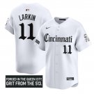 Barry Larkin Jersey #11 Cincinnati Reds Gothic Queen City Edition White