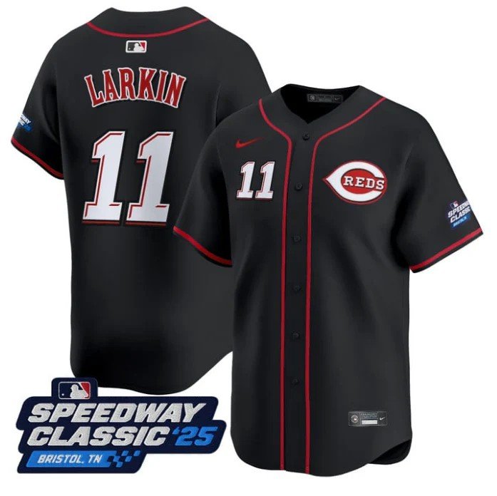 Barry Larkin Jersey #11 Cincinnati Reds Speedway Classic Stitched Black