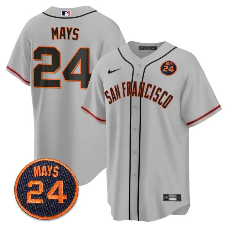 Willie Mays Jersey #24 San Francisco Giants #24 Mays Patch Gray