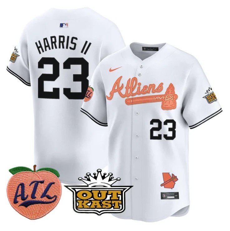 Michael Harris II Jersey #23 Atlanta Braves Atliens Peach Vapor Premier Limited White