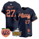 Austin Riley Jersey #27 Atlanta Braves Atliens Peach Vapor Premier Limited Navy
