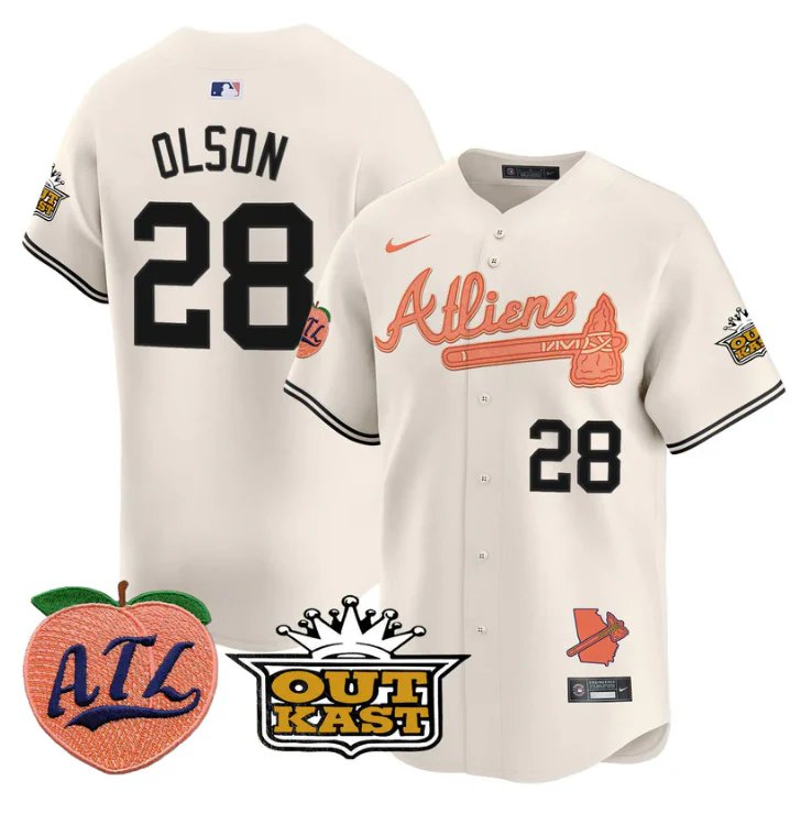 Matt Olson Jersey #28 Atlanta Braves Atliens Peach Vapor Premier Limited Cream