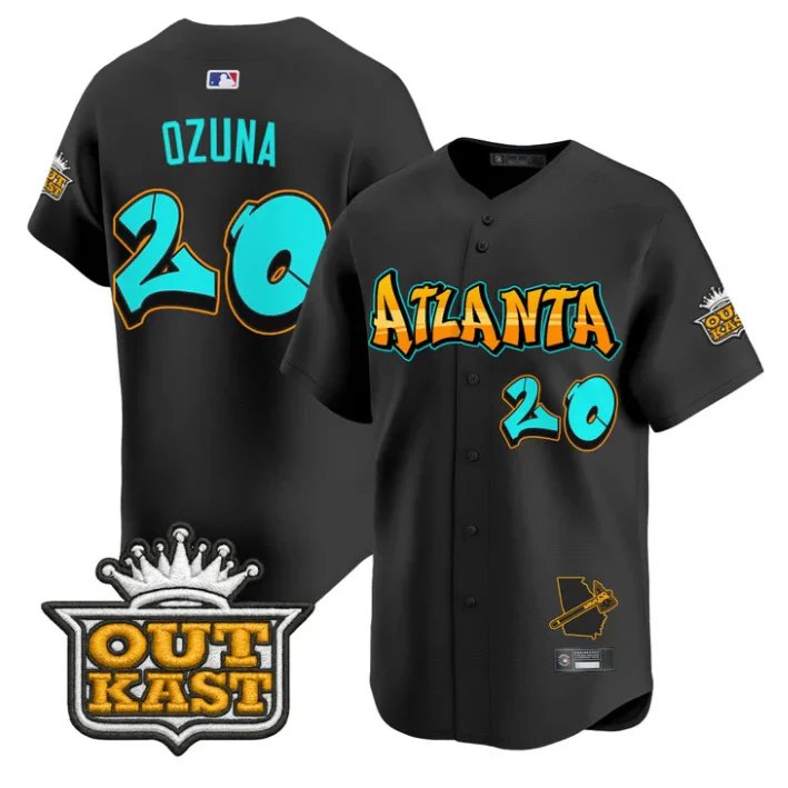 Marcell Ozuna Jersey #20 Atlanta Braves Graffiti A-Town Edition Stitched Black