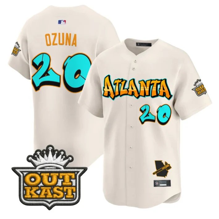 Marcell Ozuna Jersey #20 Atlanta Braves Graffiti A-Town Edition Stitched Cream