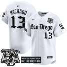 Manny Machado Jersey #13 San Diego Padres Gothic Edition Vapor Limited Stitched White