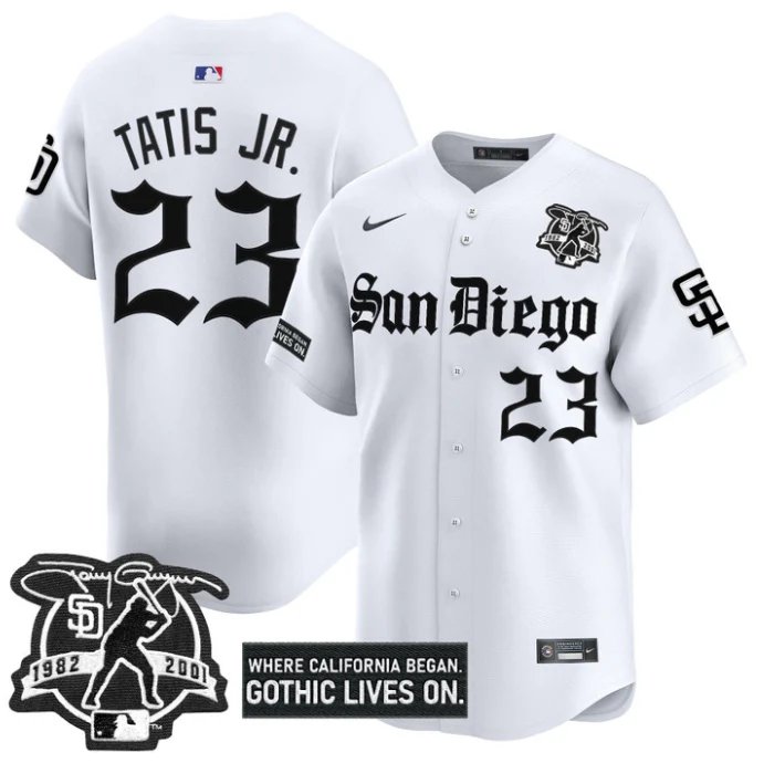 Fernando Tatis Jr. Jersey #23 San Diego Padres Gothic Edition Vapor Limited Stitched White
