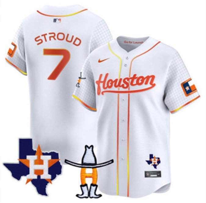 Men's Houston Astros #7 C.J. Stroud White Houston Rodeo Patch Vapor Premier Jersey