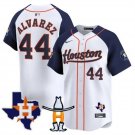 Men's Houston Astros #44 Yordan Alvarez White 2024 Premier Patch Cool Base Stitched Baseball Jersey