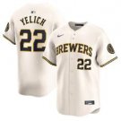 Christian Yelich 22 MIL Home Limited Jersey - Cream