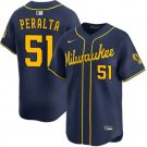 Men's Milwaukee Brewers #51 Freddy Peralta Limited Stitched Baseball Jersey Navy