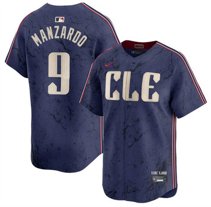Men's CLE #9 Kyle Manzardo Navy 2024 City Connect Limited Stitched Jersey