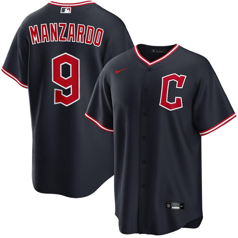 Mens CLE #9 Kyle Manzardo 2025 Navy Alternate Limited Player Jersey
