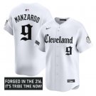 Kyle Manzardo Jersey #9 Cleveland Indians Gothic Iron Edition Stitched White