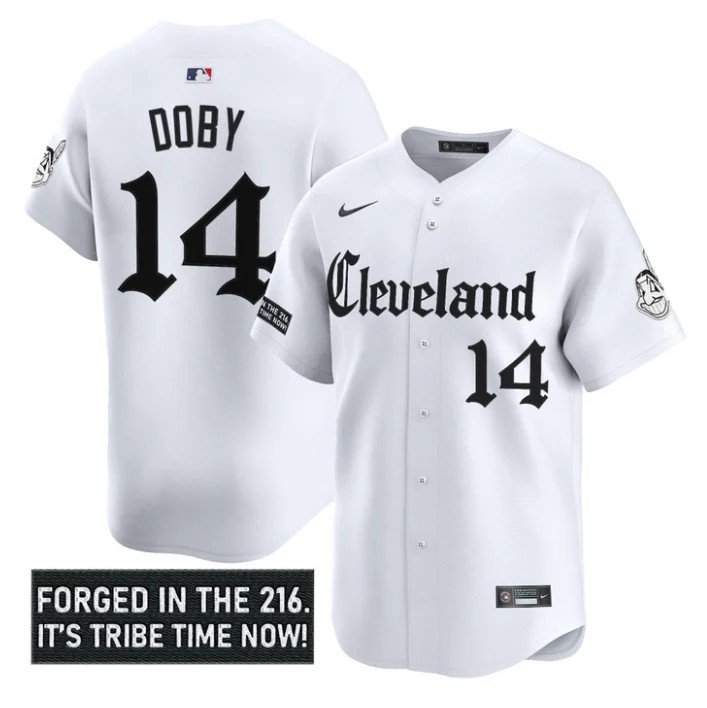 Larry Doby Jersey #14 Cleveland Indians Gothic Iron Edition Stitched White