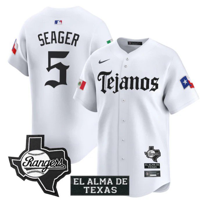 Corey Seager Jersey #5 Texas Rangers Mexico Tejano Barrio Style Vapor Limited White