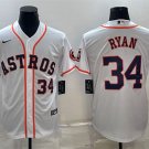 Men's Houston Astros #34 Nolan Ryan White With Patch Cool Base Stitched Jersey