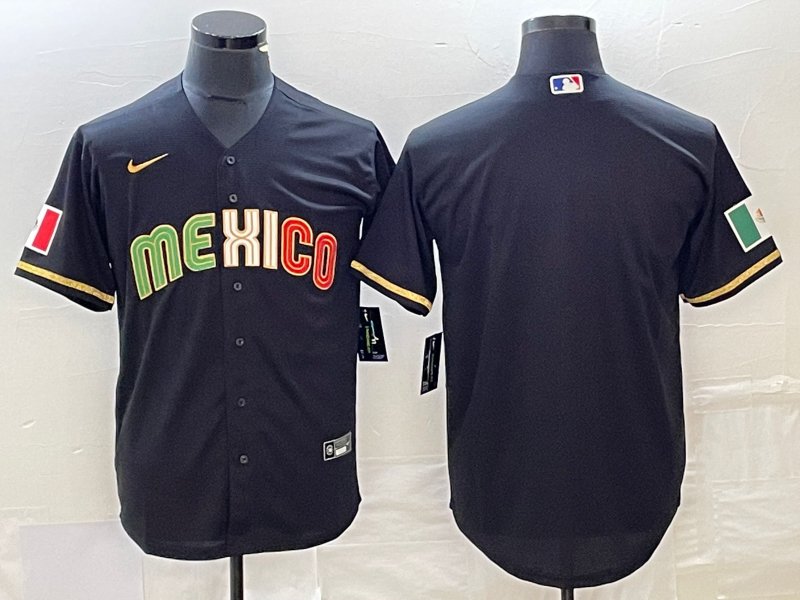 Men's Mexico Baseball 2026 World Baseball Cup Blank Jersey Black
