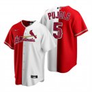 Mens St. Louis Cardinals Los Angeles Angels Mix Two Tone #5 Albert Pujols Red White Split Jersey