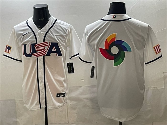 Men's USA Baseball Team Big Logo White 2026 World Baseball Classic Home Jersey