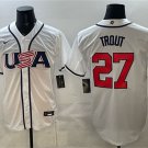 Men's 2026 Team USA World Player Cup Jersey White #27 Mike Trout