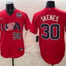 Men's USA Baseball #30 Paul Skenes Red 2026 World Baseball Classic United States 250th Patch Jersey