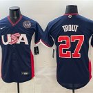 Men's USA Baseball #27 Mike Trout Navy 2026 World Baseball Classic 250th Patch Jersey