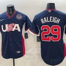 Men's USA Baseball #29 Cal Raleigh Navy 2026 World Baseball Classic 250th Patch Jersey