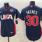 Men's USA Baseball #30 Paul Skenes Navy 2026 World Baseball Classic United States 250th Patch Jersey