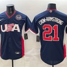 Men's USA Baseball #21 Pete Crow-Armstrong Navy 2026 World Baseball Classic 250th Patch Jersey