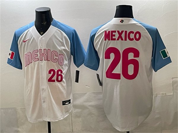 Men's Mexico Baseball #26 Mexico White 2026 World Baseball Classic Home Jersey
