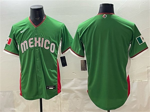 Men's Mexico Baseball Blank Green 2026 World Baseball Classic Home Jersey