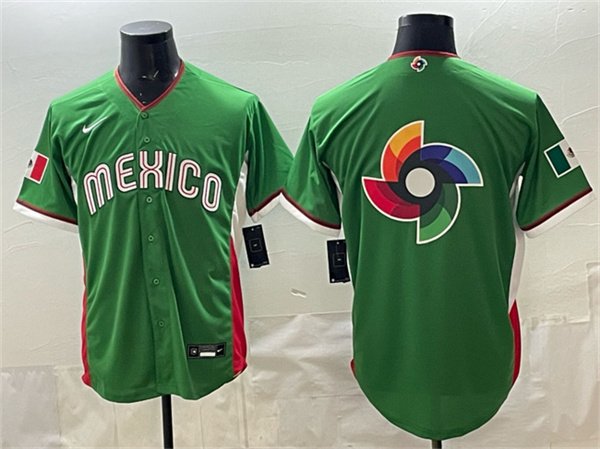 Men's Mexico Baseball Team Big Logo Green 2026 World Baseball Classic Home Stadium Jersey