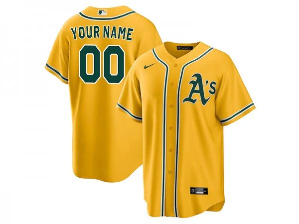 Men's Oakland Athletics Active Player Custom Yellow Limited Baseball Jersey