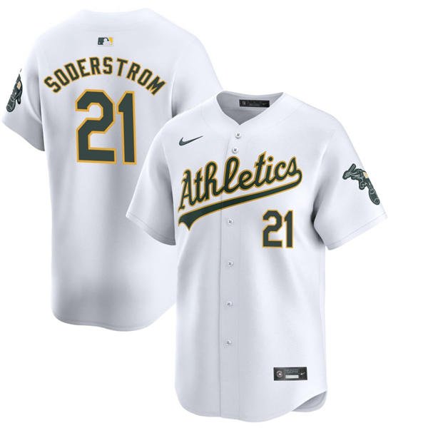 Men's Athletics #21 Tyler Soderstrom Nike 2025 White Home Limited Jersey