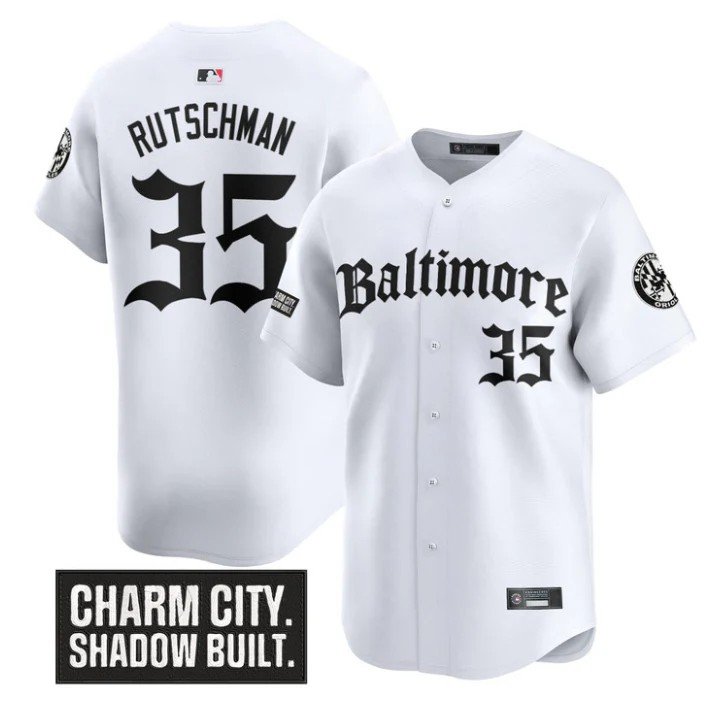 Adley Rutschman Jersey #35 Baltimore Orioles Gothic Harbor Edition White