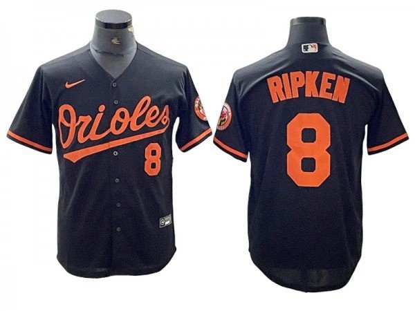 Orioles #8 Cal Ripken Jr. Cool Baseball Jersey Black
