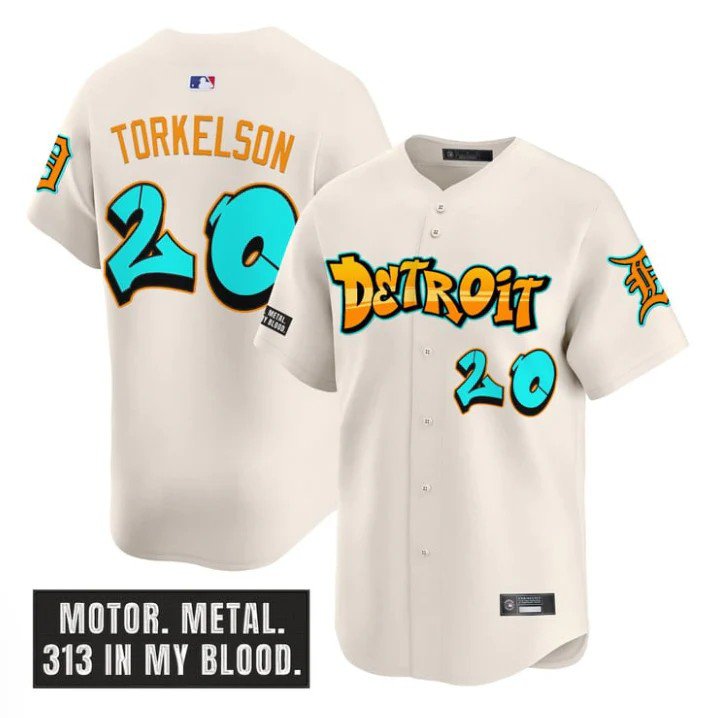 Spencer Torkelson Jersey #20 DET Graffiti Motor City Edition Cream