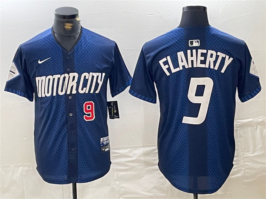 Men's Detroit Tigers #9 Jack Flaherty Navy 2024 City Connect Baseball Jersey