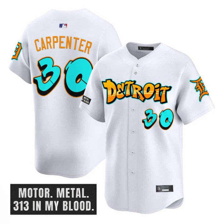 Kerry Carpenter Jersey #30 DET Graffiti Motor City Edition White