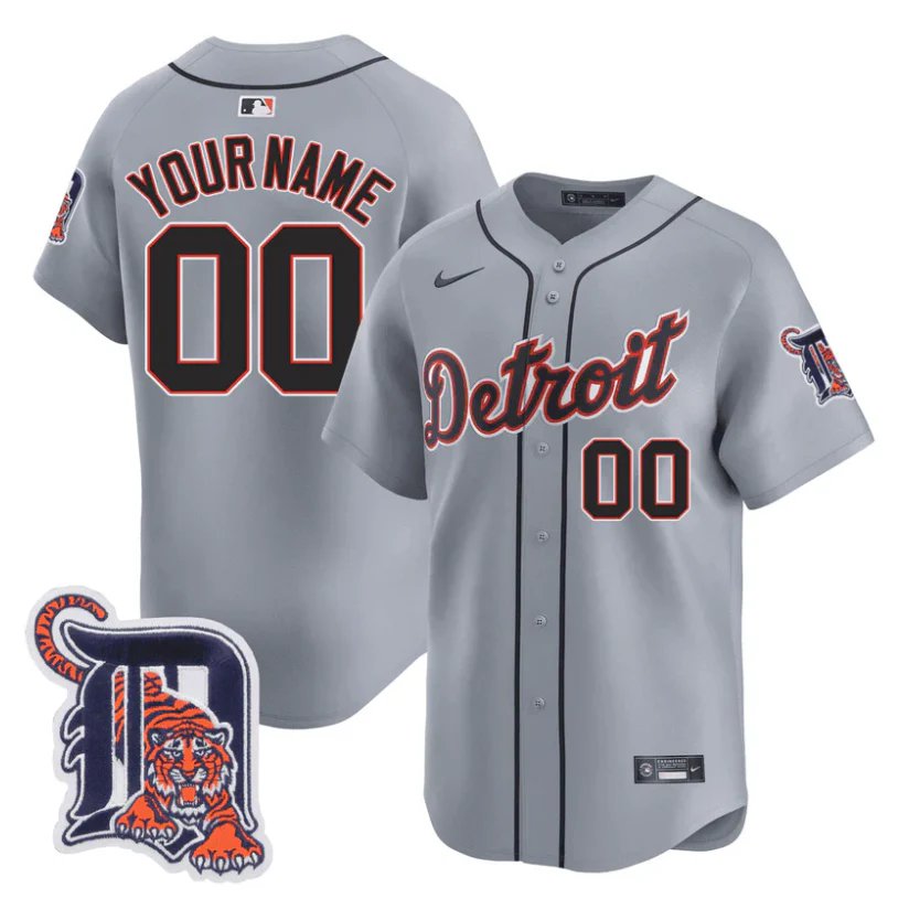 Custom Detroit Tigers Jersey Name Number Baseball Stitched Cool Grey