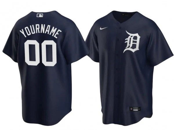 Custom Detroit Tigers Cool Base Jersey - Navy
