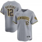 Mens Milwaukee Brewers #12 Rhys Hoskins Nike Gray Road Limited Jersey