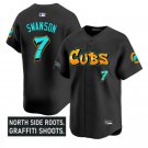 Dansby Swanson Jersey #7 Chicago Cubs Graffiti North Side Edition Stitched Black